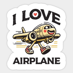 I Love Airplane Sticker